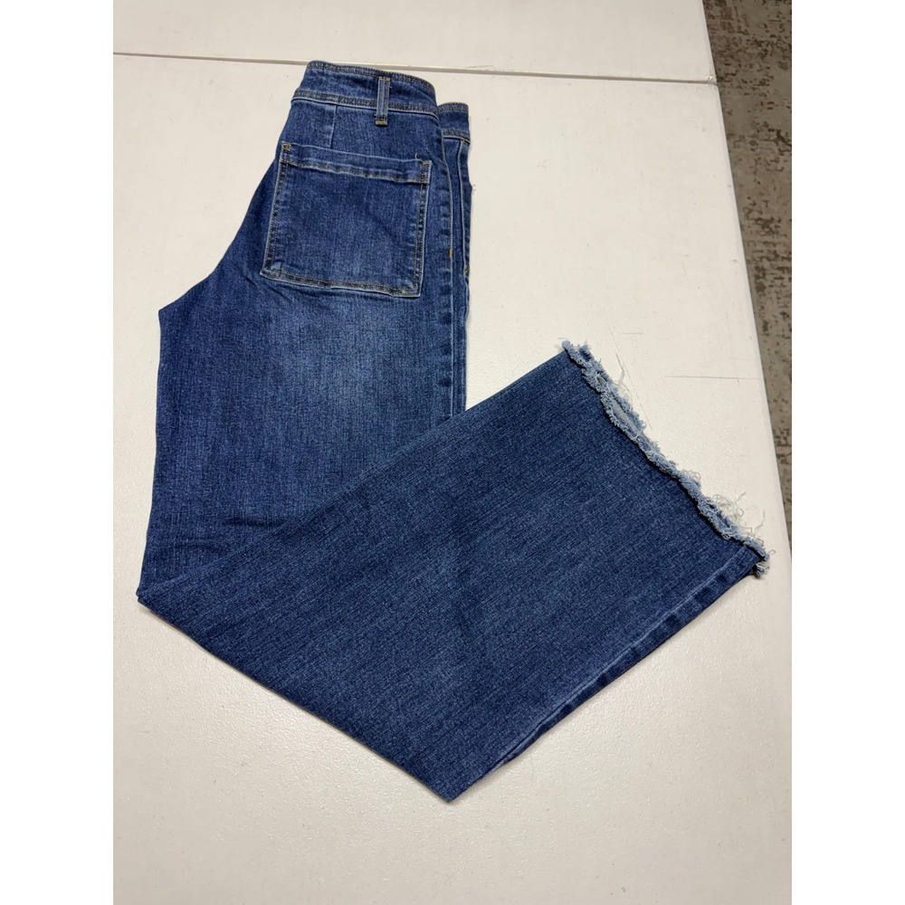 OAT NEW YORK FLARE WIDE LEG WOMENS DISTRESSED BLUE JEANS SIZE 6/28